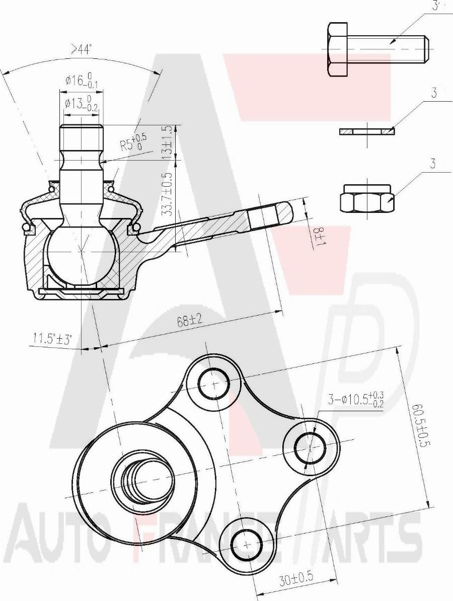 AUTO FRANCE PARTS 11-0034C - Rotule de suspension cwaw.fr