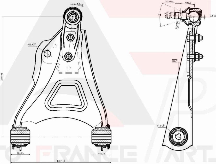 AUTO FRANCE PARTS 13-0059S - Bras de liaison, suspension de roue cwaw.fr