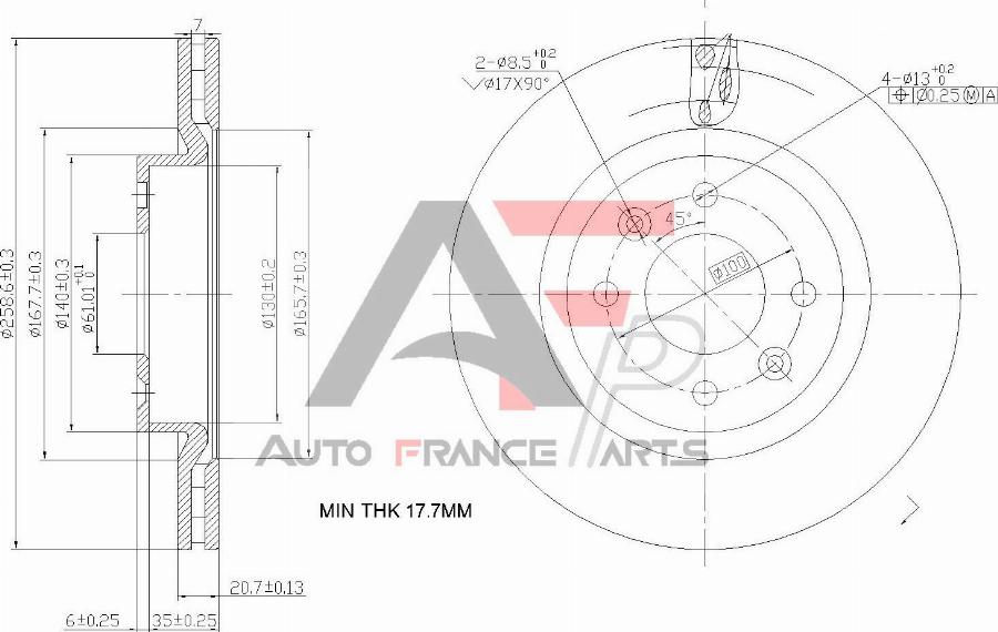 AUTO FRANCE PARTS 22-0004C - Disque de frein cwaw.fr