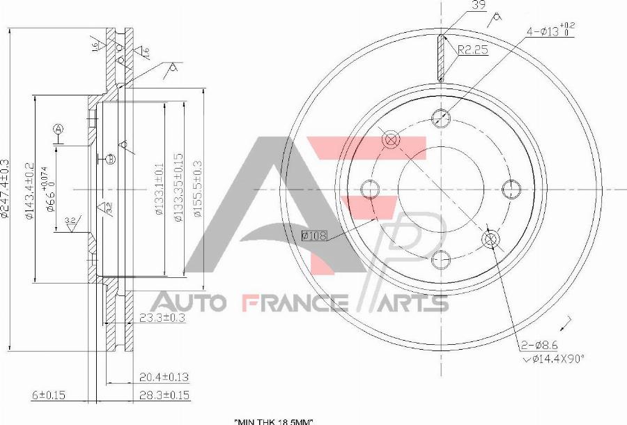 AUTO FRANCE PARTS 22-0005C - Disque de frein cwaw.fr