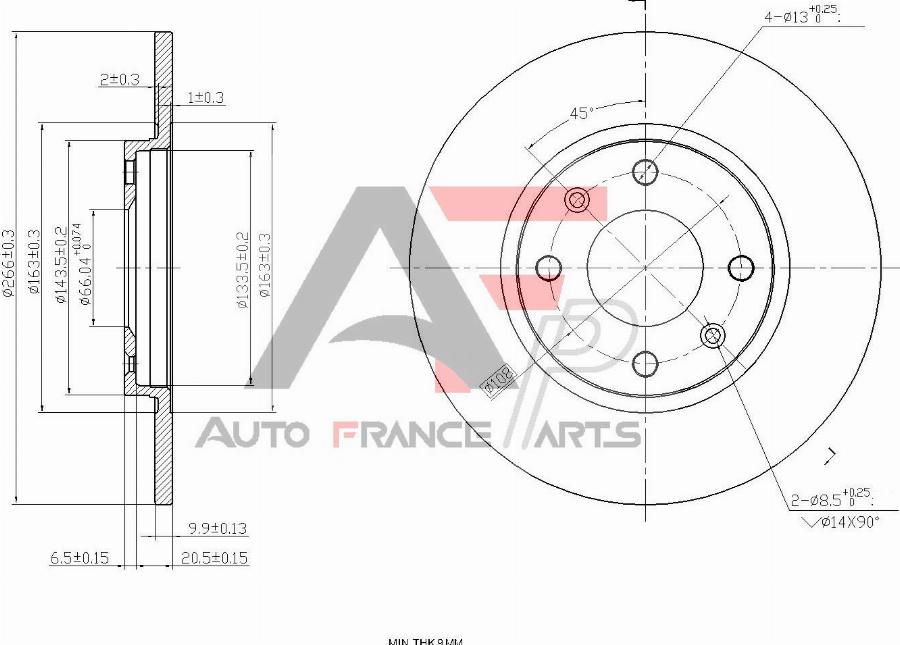 AUTO FRANCE PARTS 22-0006C - Disque de frein cwaw.fr