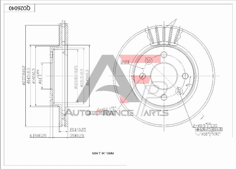 AUTO FRANCE PARTS 22-0003C - Disque de frein cwaw.fr