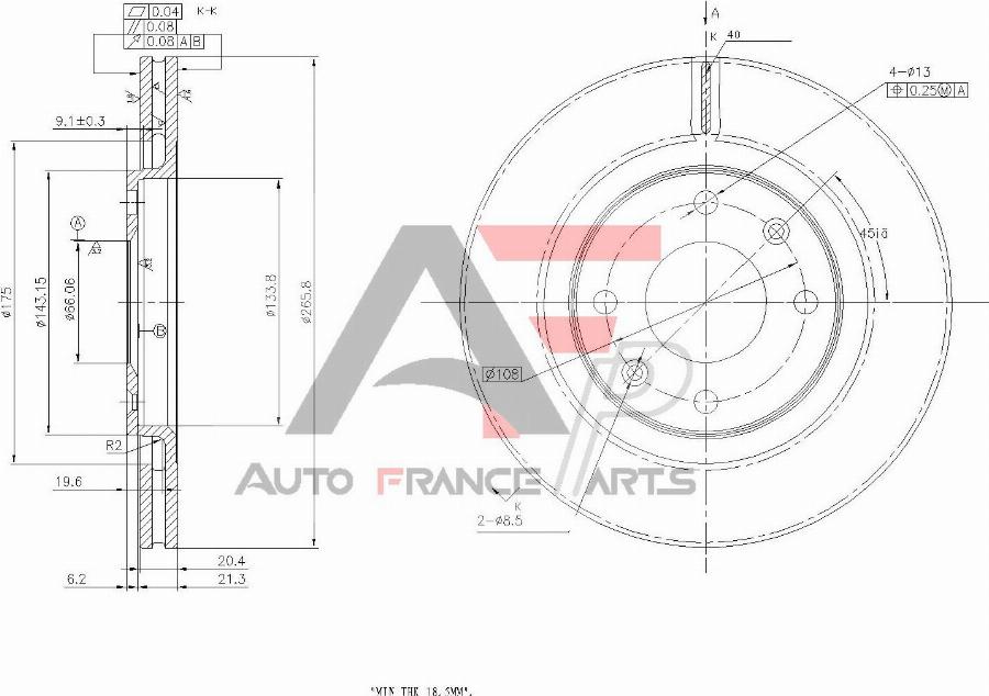 AUTO FRANCE PARTS 22-0007C - Disque de frein cwaw.fr