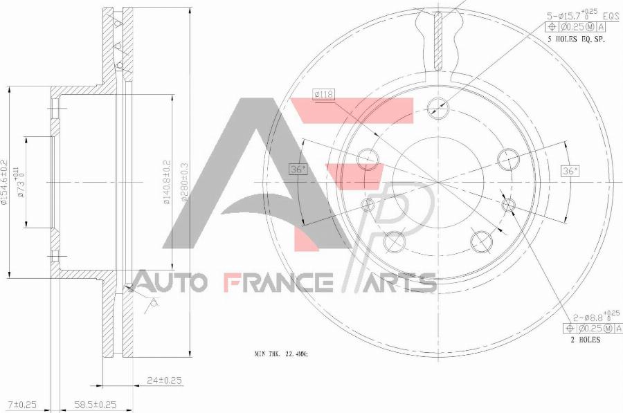 AUTO FRANCE PARTS 22-0014C - Disque de frein cwaw.fr