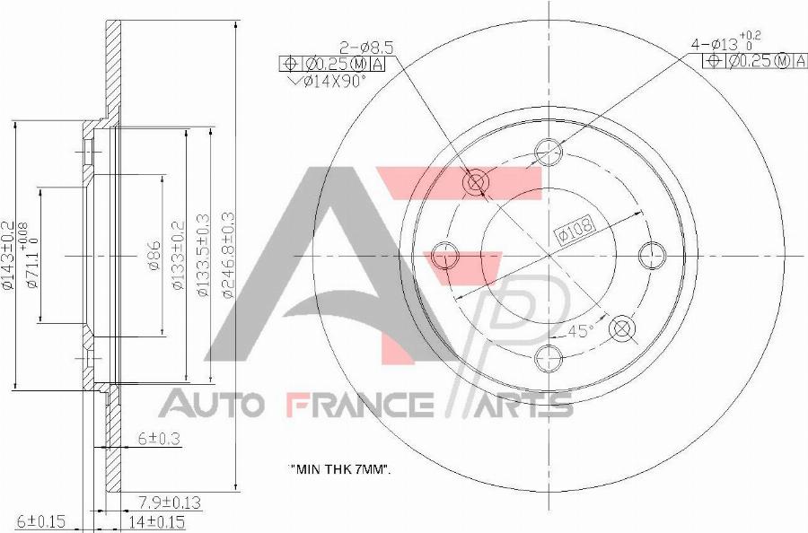 AUTO FRANCE PARTS 22-0016C - Disque de frein cwaw.fr