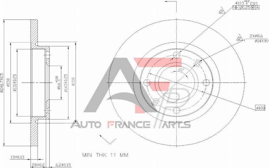 AUTO FRANCE PARTS 22-0010C - Disque de frein cwaw.fr