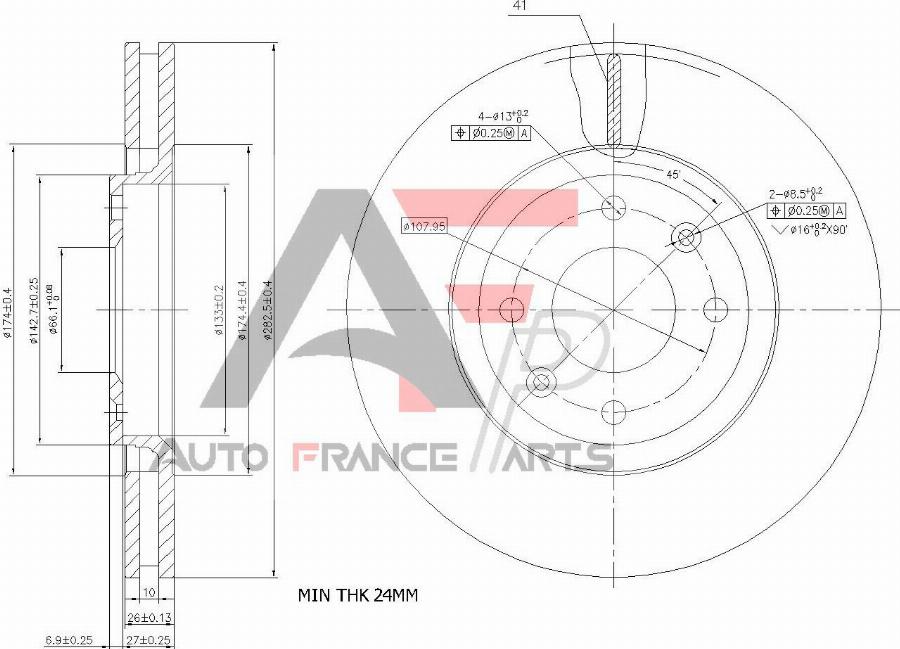 AUTO FRANCE PARTS 22-0011C - Disque de frein cwaw.fr