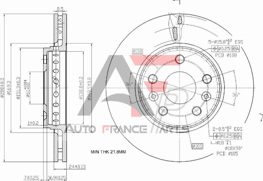 AUTO FRANCE PARTS 22-0018C - Disque de frein cwaw.fr