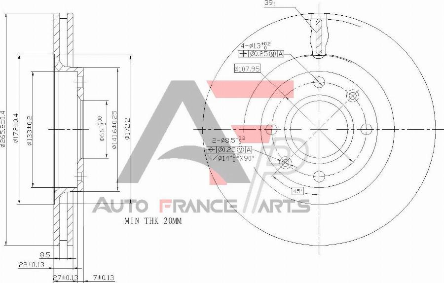 AUTO FRANCE PARTS 22-0012C - Disque de frein cwaw.fr