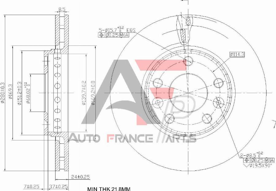 AUTO FRANCE PARTS 22-0017C - Disque de frein cwaw.fr