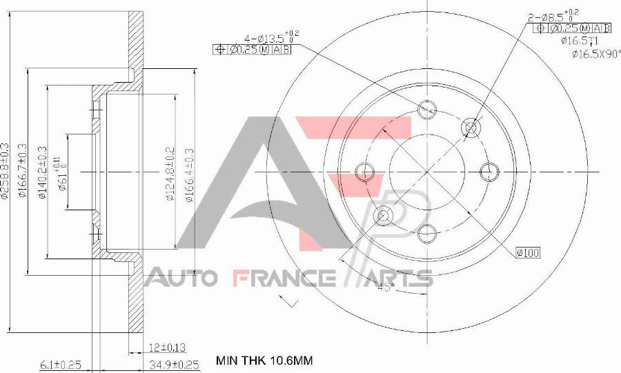 AUTO FRANCE PARTS 22-0025C - Disque de frein cwaw.fr