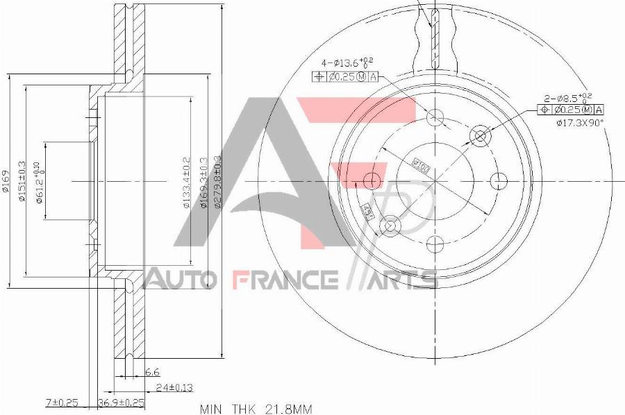 AUTO FRANCE PARTS 22-0023C - Disque de frein cwaw.fr