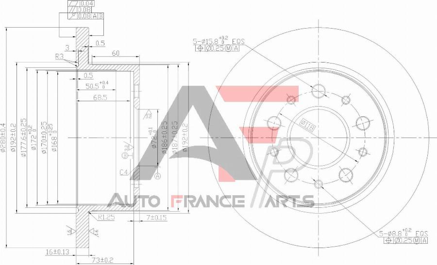 AUTO FRANCE PARTS 22-0022C - Disque de frein cwaw.fr