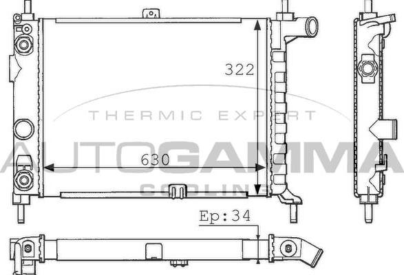 Autogamma 100690 - Radiateur, refroidissement du moteur cwaw.fr