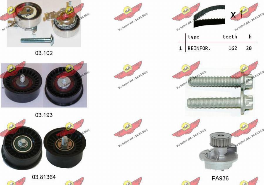 Autokit 04.5296PA3 - Pompe à eau + kit de courroie de distribution cwaw.fr