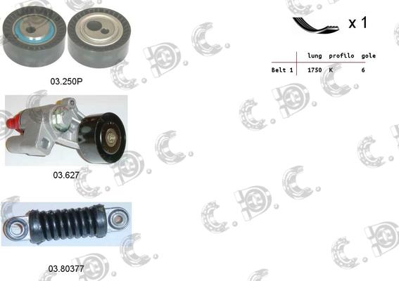 Autokit 06.0094 - Jeu de courroies trapézoïdales à nervures cwaw.fr