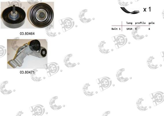 Autokit 06.0061 - Jeu de courroies trapézoïdales à nervures cwaw.fr