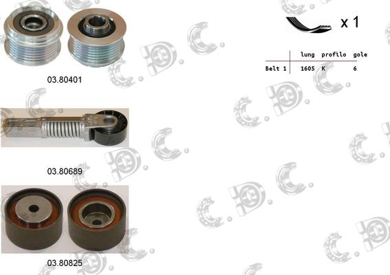 Autokit 06.0107 - Jeu de courroies trapézoïdales à nervures cwaw.fr