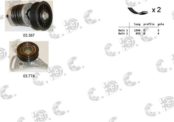 Autokit 06.0121 - Jeu de courroies trapézoïdales à nervures cwaw.fr