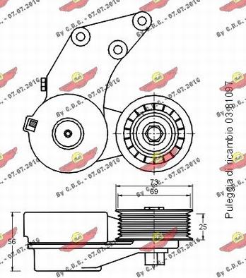 Autokit 03.81019 - Tendeur de courroie, courroie trapézoïdale à nervures cwaw.fr