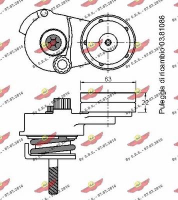 Autokit 03.81085 - Tendeur de courroie, courroie trapézoïdale à nervures cwaw.fr