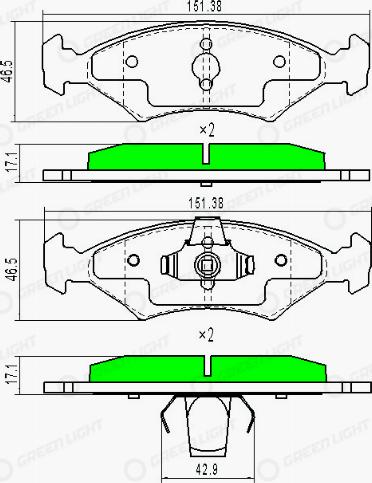 AutomotiveAdriado GLBP0371 - Kit de plaquettes de frein, frein à disque cwaw.fr