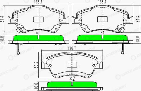 AutomotiveAdriado GLBP0268 - Kit de plaquettes de frein, frein à disque cwaw.fr