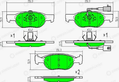 AutomotiveAdriado GLBP0220 - Kit de plaquettes de frein, frein à disque cwaw.fr