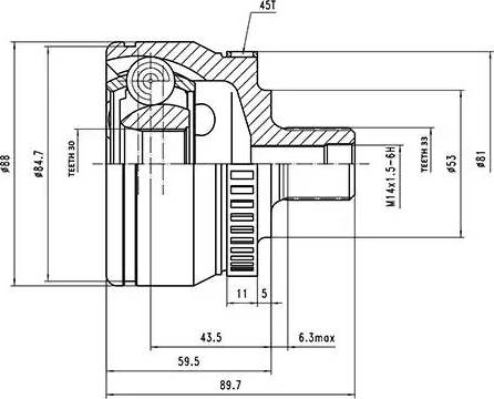 Aywiparts AW1510013A - Jeu de joints, arbre de transmission cwaw.fr