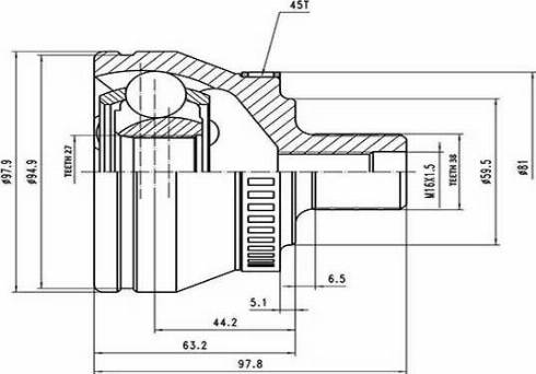 Aywiparts AW1510162A - Jeu de joints, arbre de transmission cwaw.fr