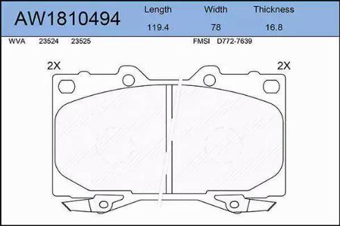 Aywiparts AW1810494 - Kit de plaquettes de frein, frein à disque cwaw.fr