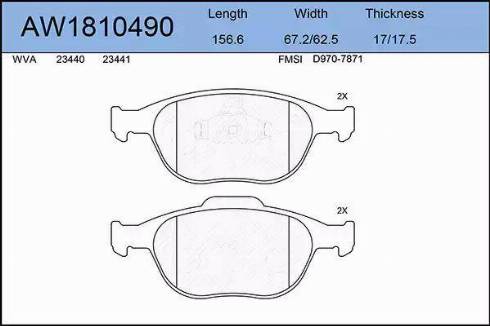 Aywiparts AW1810490 - Kit de plaquettes de frein, frein à disque cwaw.fr