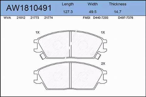 Aywiparts AW1810491 - Kit de plaquettes de frein, frein à disque cwaw.fr