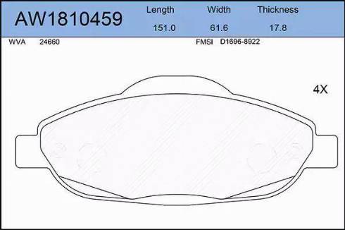 Aywiparts AW1810459 - Kit de plaquettes de frein, frein à disque cwaw.fr