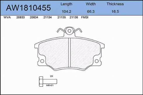 Aywiparts AW1810455 - Kit de plaquettes de frein, frein à disque cwaw.fr