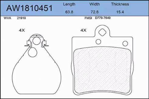 Aywiparts AW1810451 - Kit de plaquettes de frein, frein à disque cwaw.fr