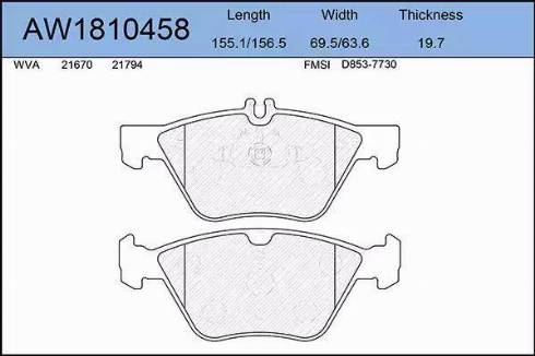 Aywiparts AW1810458 - Kit de plaquettes de frein, frein à disque cwaw.fr