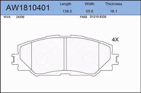 Aywiparts AW1810401 - Kit de plaquettes de frein, frein à disque cwaw.fr