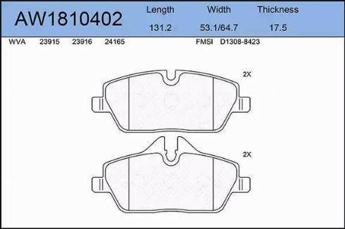 Aywiparts AW1810402 - Kit de plaquettes de frein, frein à disque cwaw.fr