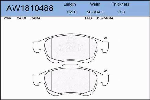 Aywiparts AW1810488 - Kit de plaquettes de frein, frein à disque cwaw.fr