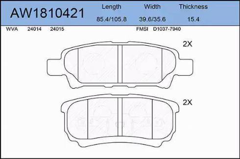 Aywiparts AW1810421 - Kit de plaquettes de frein, frein à disque cwaw.fr