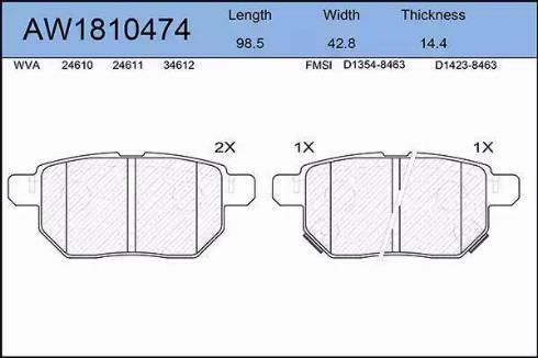 Aywiparts AW1810474 - Kit de plaquettes de frein, frein à disque cwaw.fr