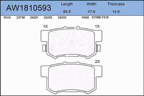 Aywiparts AW1810593 - Kit de plaquettes de frein, frein à disque cwaw.fr