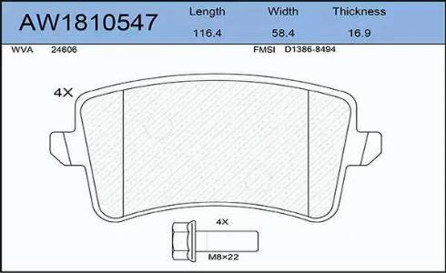 Aywiparts AW1810547 - Kit de plaquettes de frein, frein à disque cwaw.fr