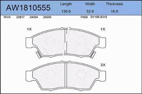 Aywiparts AW1810555 - Kit de plaquettes de frein, frein à disque cwaw.fr