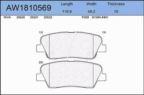 Aywiparts AW1810569 - Kit de plaquettes de frein, frein à disque cwaw.fr