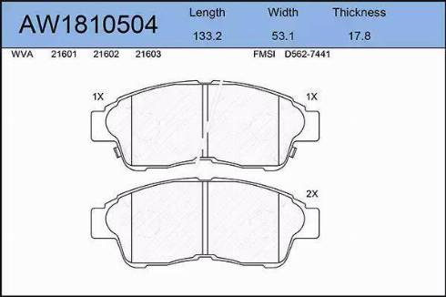 Aywiparts AW1810504 - Kit de plaquettes de frein, frein à disque cwaw.fr