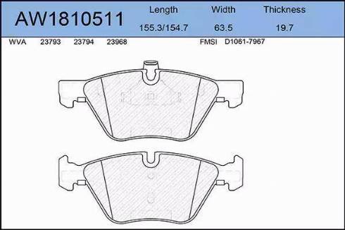 Aywiparts AW1810511 - Kit de plaquettes de frein, frein à disque cwaw.fr