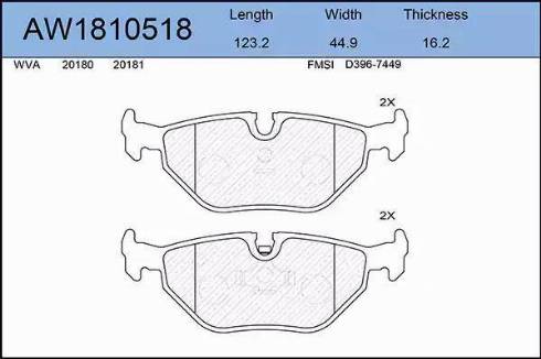 Aywiparts AW1810518 - Kit de plaquettes de frein, frein à disque cwaw.fr