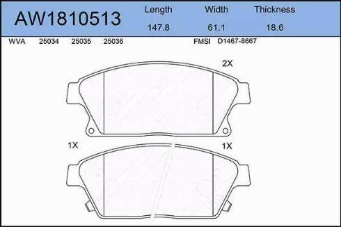 Aywiparts AW1810513 - Kit de plaquettes de frein, frein à disque cwaw.fr